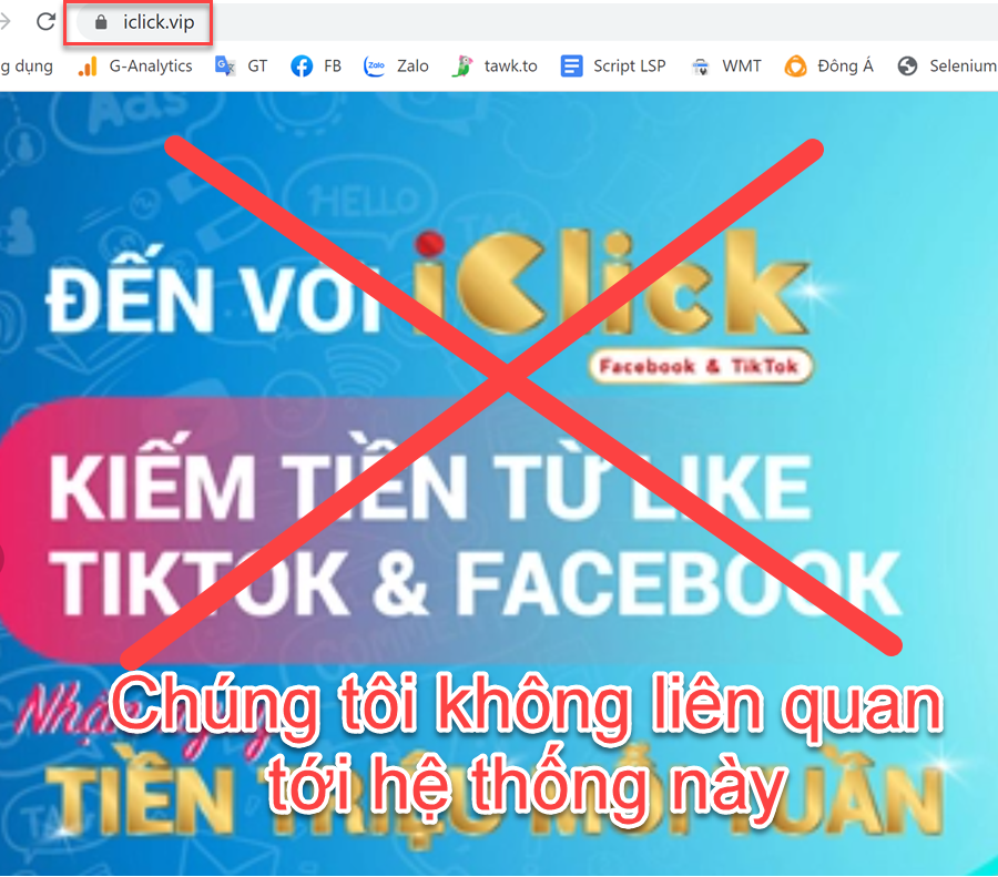 Chúng tôi không cung cấp app kiếm tiền trên facebook và tiktok