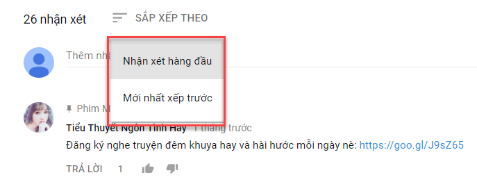 Thuật toán sắp xếp thứ tự bình luận video Youtube
