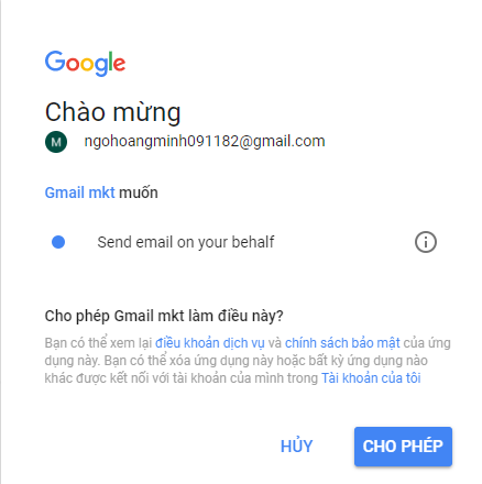 Tạo Gmail mới gửi Marketing