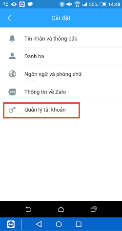Tạo password cho tài khoản Zalo