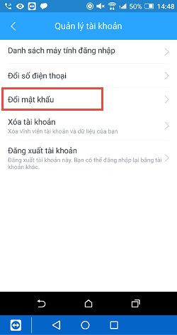 Tạo password cho tài khoản Zalo