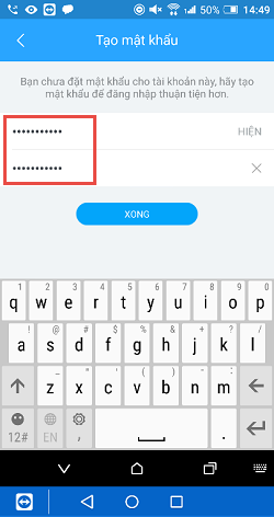 Tạo password cho tài khoản Zalo