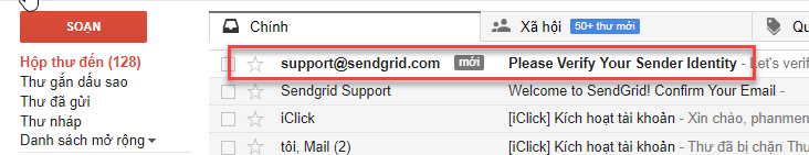 Tạo tài khoản gửi của SendGrid