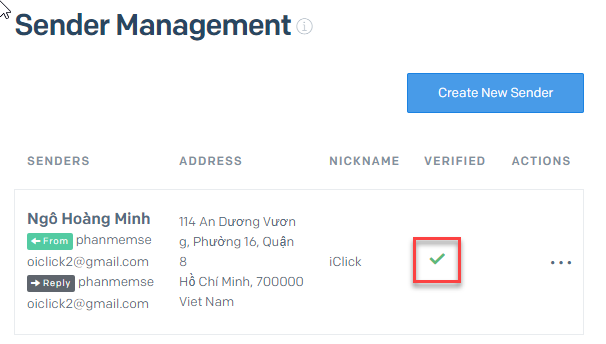 Hướng dẫn tạo Email Gửi (Sender) trong SendGrid