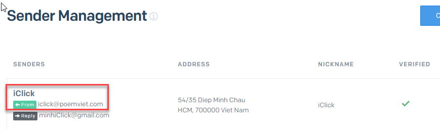 Tạo tài khoản gửi của SendGrid