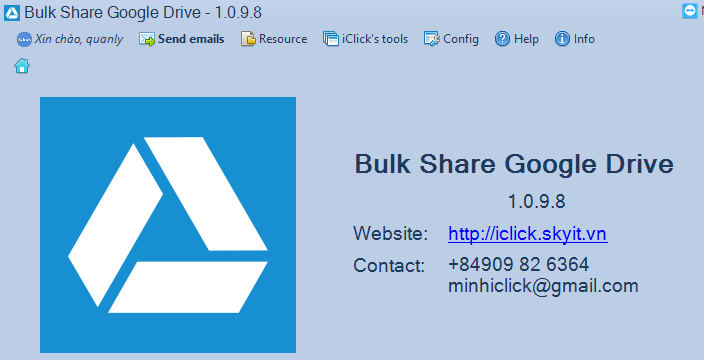 Cập nhật phần mềm Bulk Share Google Drive phiên bản 1.0.9.8