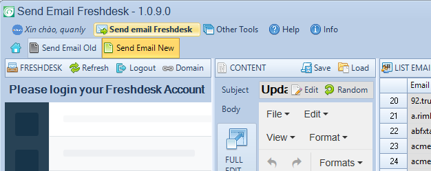 Update gửi email marketing với Freshdesk