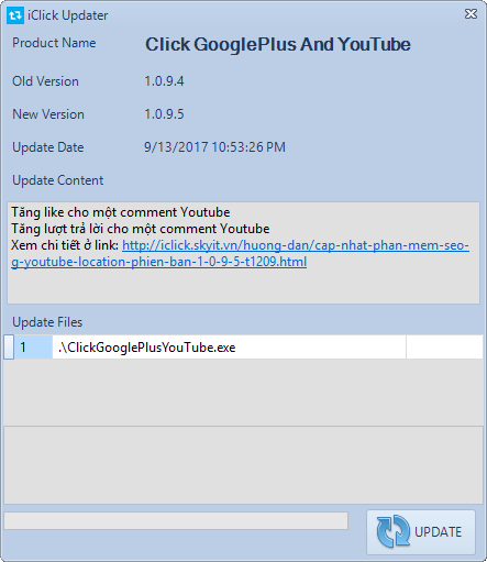 Update phần mềm seo Youtube