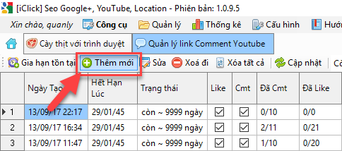 Update phần mềm seo Youtube