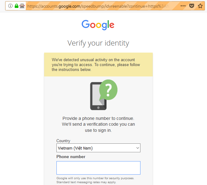 Xác minh đăng nhập Gmail