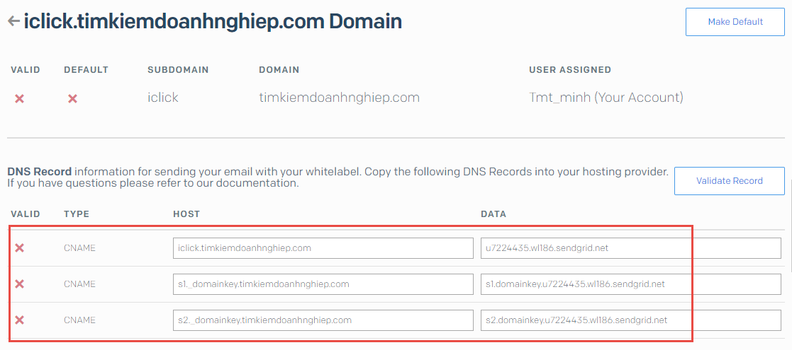 Xác thực domain sendgrid