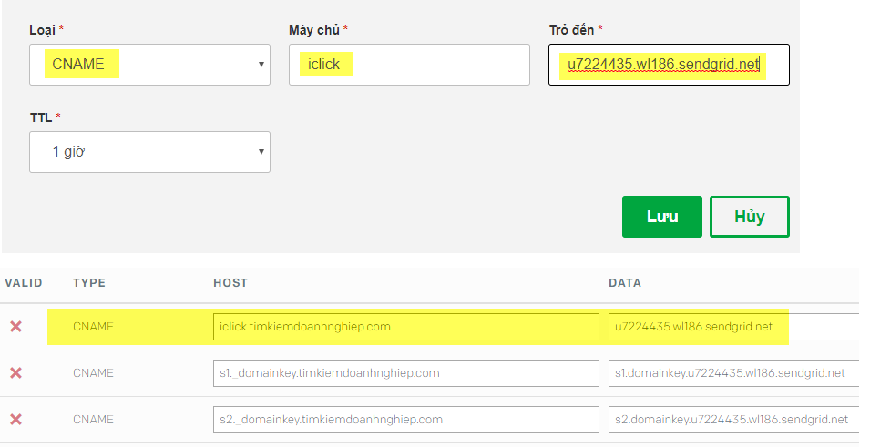 Xác thực domain sendgrid