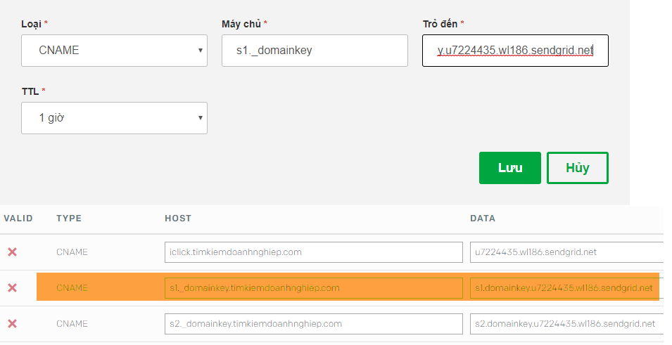 Xác thực domain sendgrid