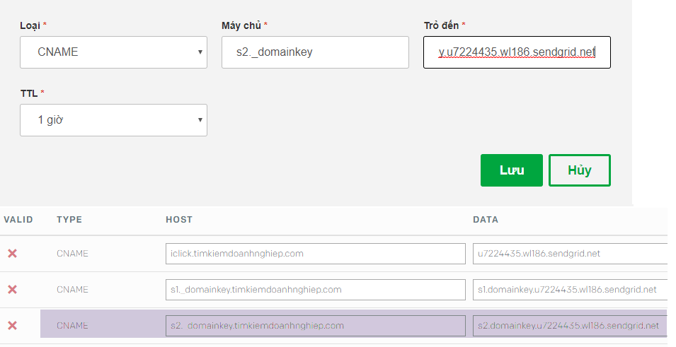 Xác thực domain sendgrid