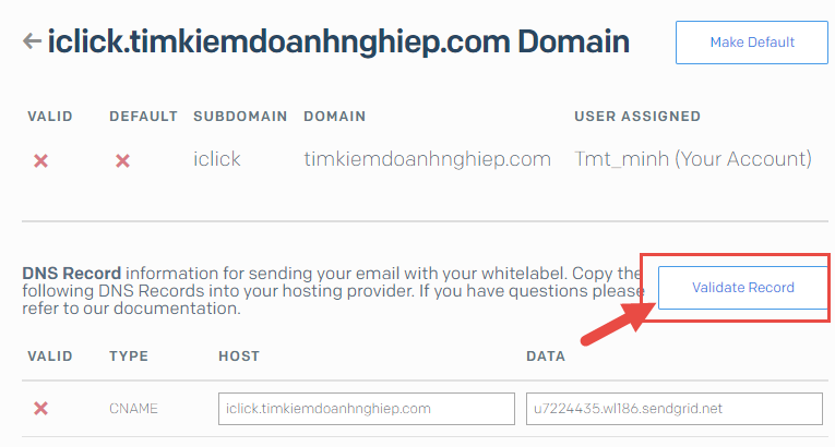 Xác thực domain sendgrid