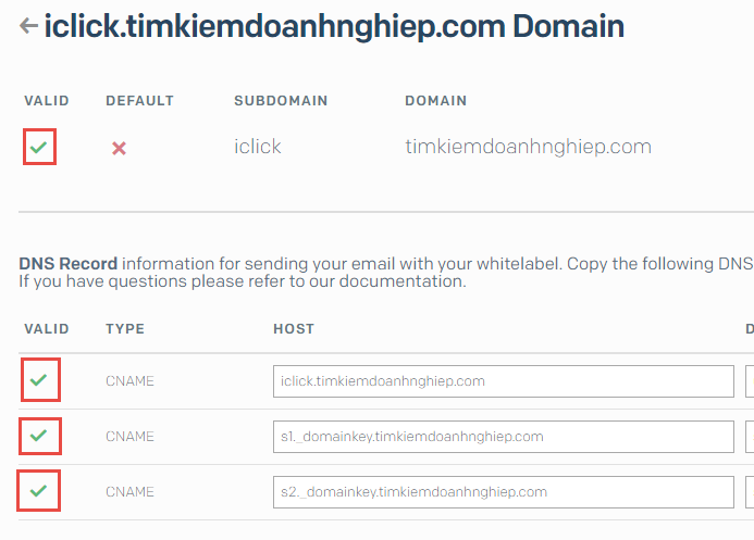 Xác thực domain sendgrid