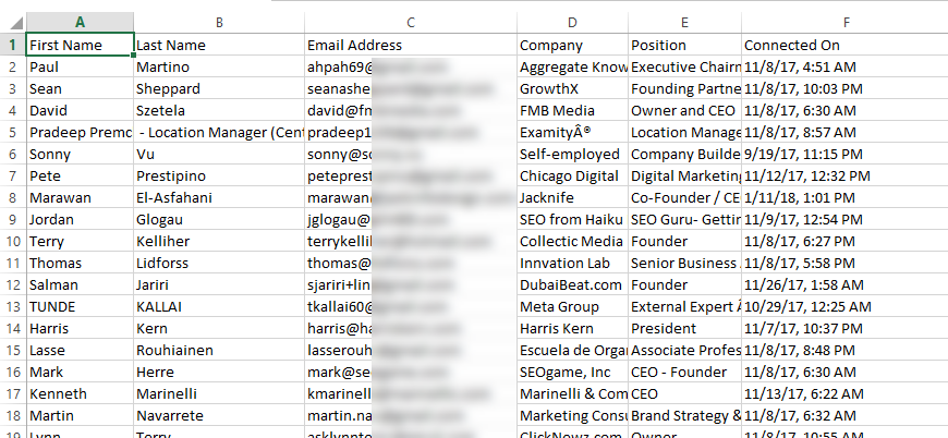 Xuất thông tin bạn bè trên LinkedIn ra file