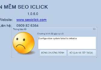 Hướng dẫn khắc phục lỗi Configuration system failed to initialize